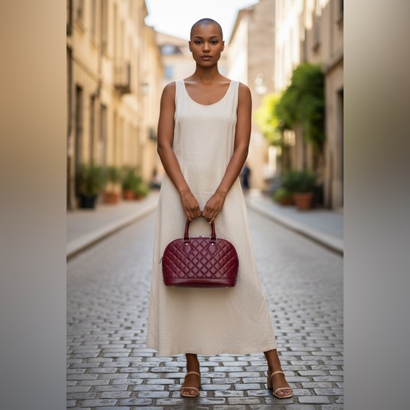 I Medici Leather Quilted Dome Satchel • Made in Italy - Picture 3 of 8